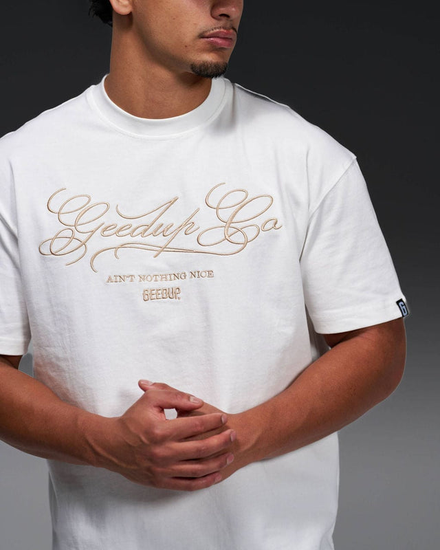 Geedup Co. Cursive T-Shirt Off White
