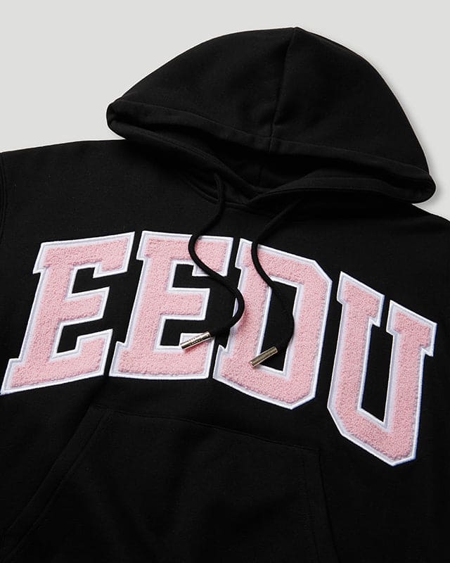 Team Logo Cropped Hoodie Black/Dusty Pink