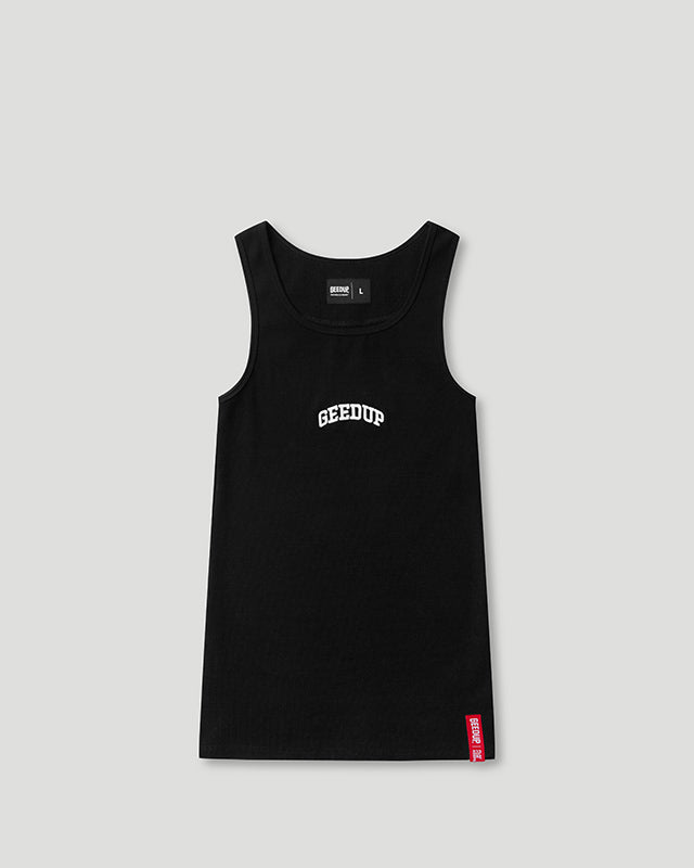 Team Logo Ribbed Tank Top Black