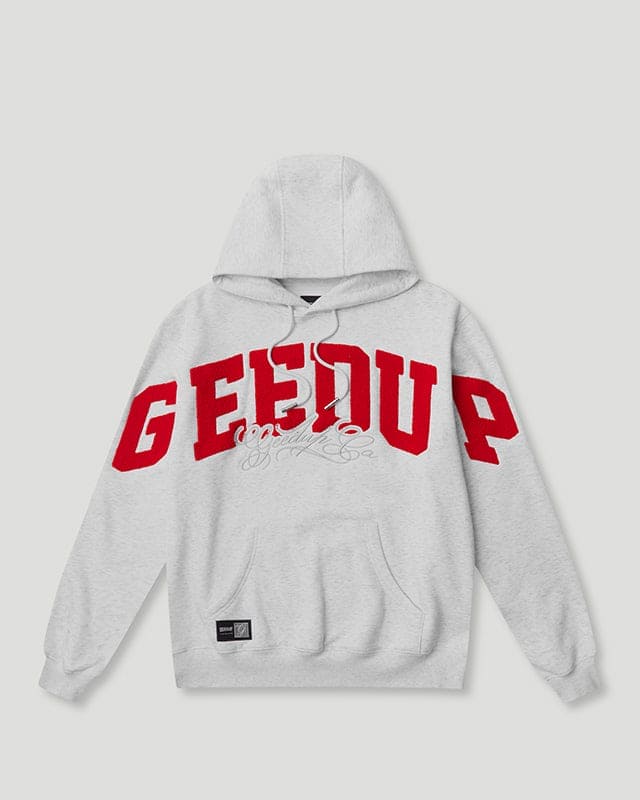 Team Logo Cursive Hoodie White Marle/Red