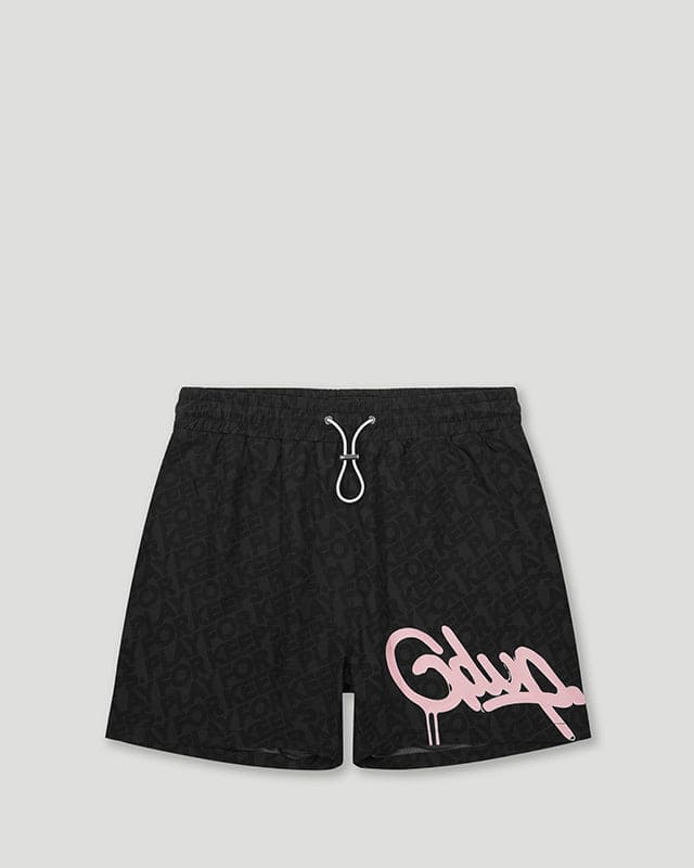 HS/PFK Monogram Swim Shorts Black/Pink