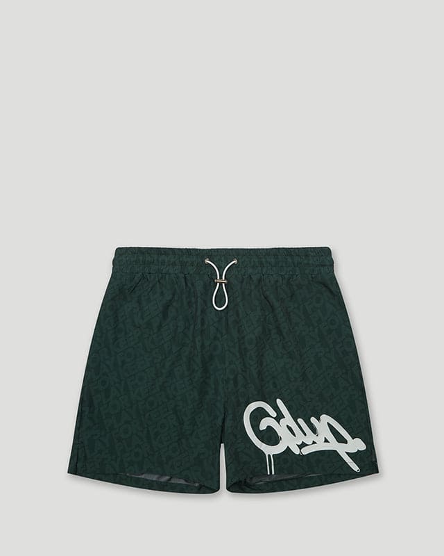 HS/PFK Monogram Swim Shorts Forest Green/White