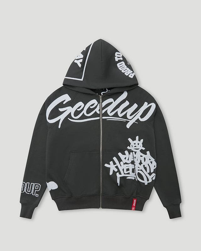 Multi-Logo Zip Jacket Charcoal/White