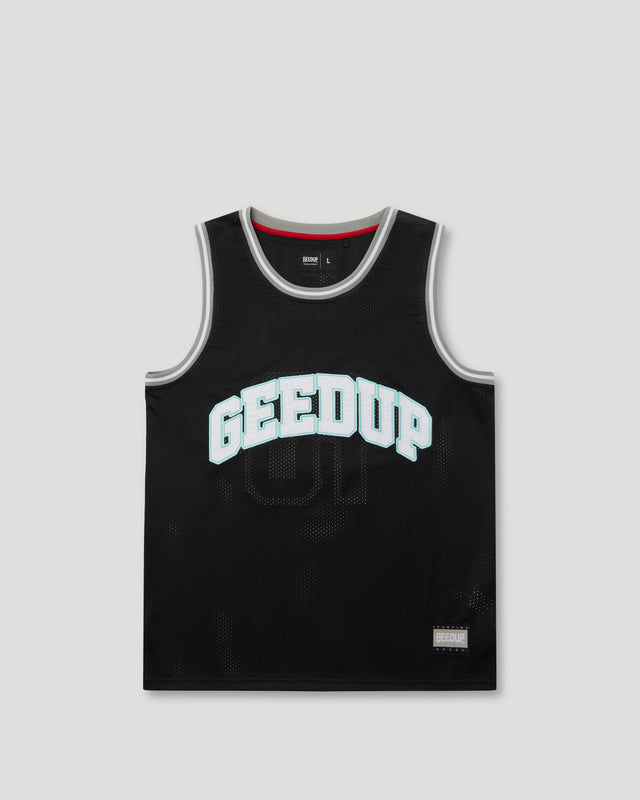 Team Logo Basketball Jersey Black/White/Blue