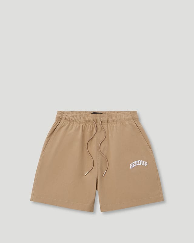 Micro Team Logo Shorts Tan