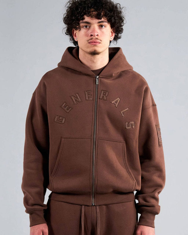 Generals Oversized Zip Hoodie Chestnut