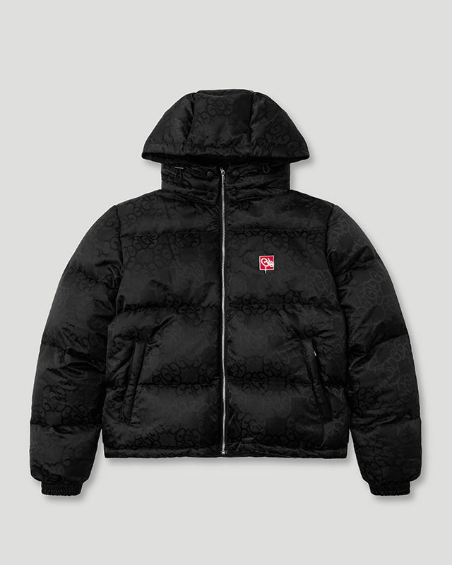 Mono Jacquard Duck Down Jacket Black