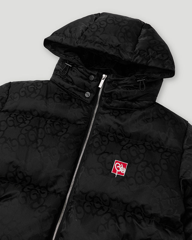 Mono Jacquard Duck Down Jacket Black