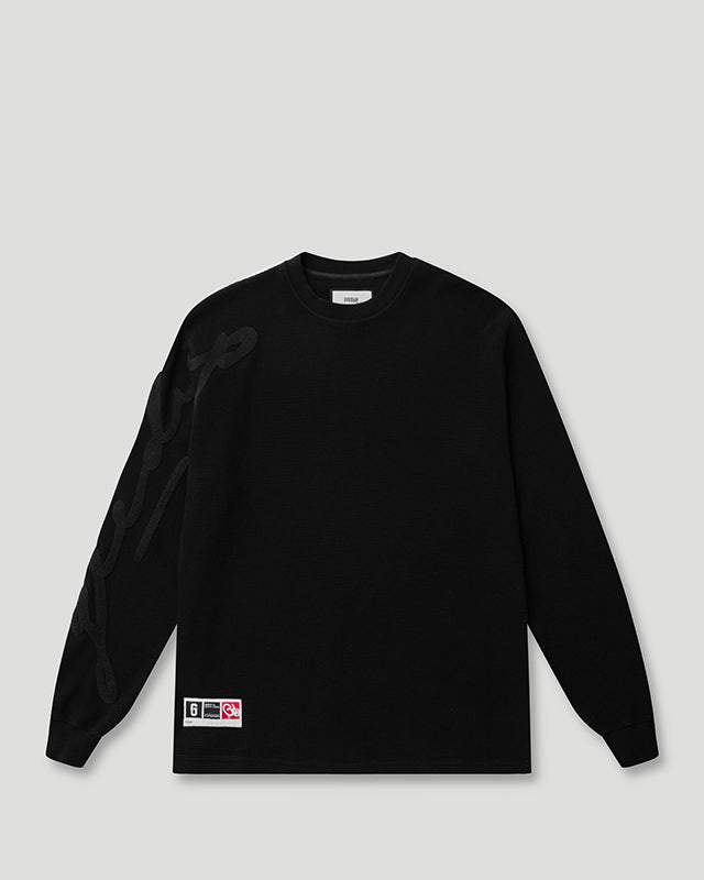 Waffle Signature Long Sleeve Tee – Black/Black