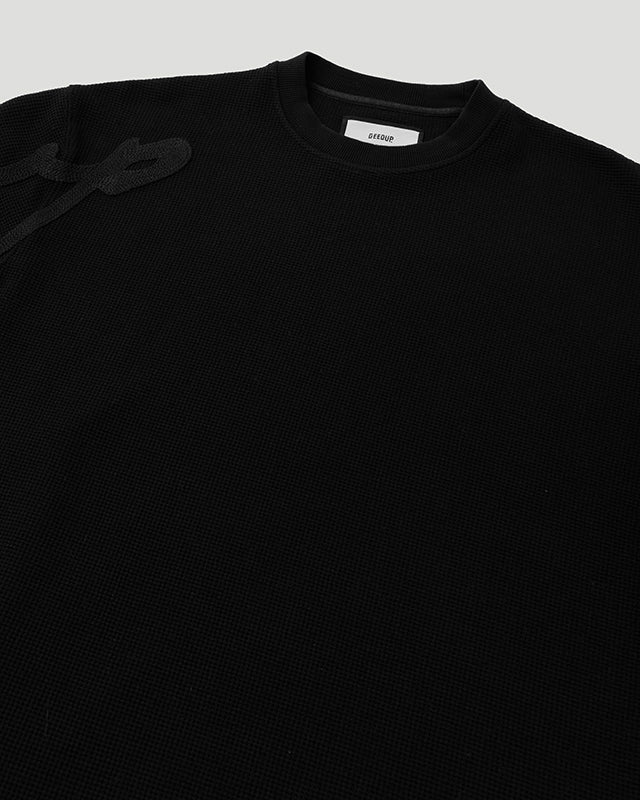 Waffle Signature Long Sleeve Tee – Black/Black