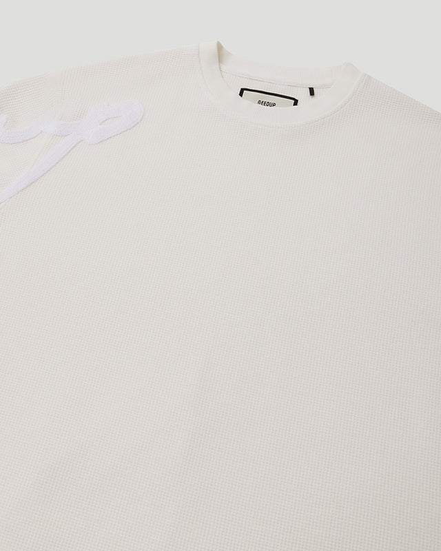 Waffle Signature Long Sleeve Tee – White/White
