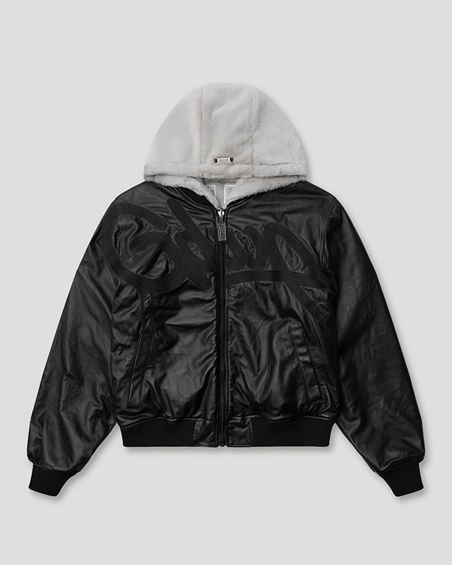 Handstyle Team Logo Reversible Leather/Faux Fur Jacket